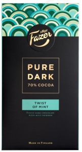 Fazer Pure Dark 70% Cocoa Twist of Mint Schokolade