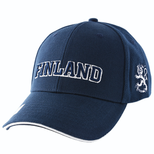 Kappe mit "Finland"-Schriftzug und Löwen an der Seite, Farbe: navy