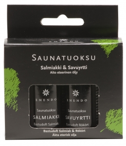 Emendo Saunatuoksu Saunaöl-Set Salmiakki & Savuyrtti - Lakritz & Rauchkräuter, 2x 10 ml