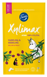 Fazer Xylimax Moomin Vadelma-Hedelmä täysksylitolipurukumi Himbeer-Frucht Kaugummis, 100 g