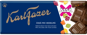 Karl Fazer Ässä Mix Hedelmä suklaalevy Milchschokolade mit Fruchtgummi