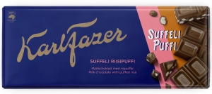 Karl Fazer Suffeli Milchschokolade mit Puffreis, 198 g Tafel