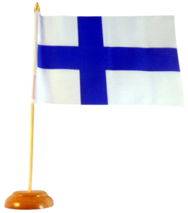 Tischflagge Finnland, groß, 15 x 22 cm mit Holzständer