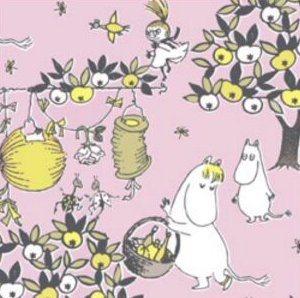 Havi Moomin Paperilautasliinat Papier-Servietten "Im Garten", rosa