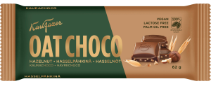 Karl Fazer Kaurachoco Hasselpähkinä Haferschokolade mit Haselnüssen, 62 g Tafel