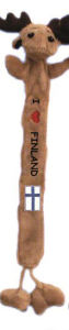 Lesezeichen Plüschelch mit Schriftzug "I love Finland" und Finnlandfahne, grau