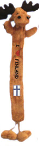 Lesezeichen Plüschelch mit Schriftzug "I love Finland" und Finnlandfahne, hellbraun