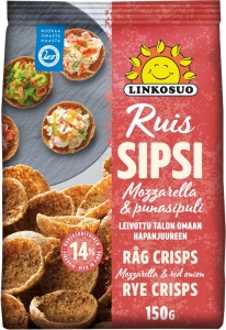 Linkosuo Ruis Sipsi Mozzarella & Punasipuli - Rote Zwiebeln, 150 g