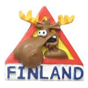 Magnet-Elchwarnschild mit "Finland"-Schriftzug
