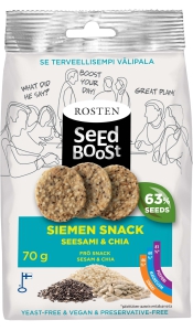 Rosten Seedboost Seesami & Chia siemen snack Saaten-Knäckesnack Sesam & Chia,