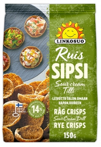 Linkosuo Ruis Sipsi Sour Cream & Dill Roggenchips, 150 g