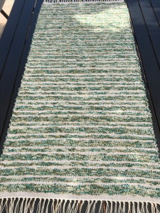 Teppichläufer finnischer Art, grün - grau, 51 x 108 cm, handgewebt