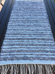 Teppichläufer finnischer Art, hellblau, 52 x 108 cm, handgewebt