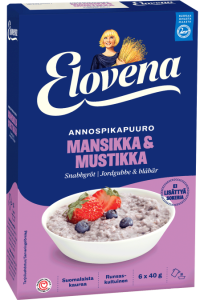 Elovena Instant-Haferflocken Mustikka-Mansikka Blaubeer-Erdbeer, 6x 40 g Haferbrei