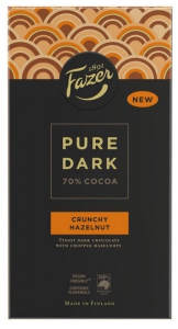 Fazer Pure Dark 70% Crunchy Hazelnut Schokolade, 95 g