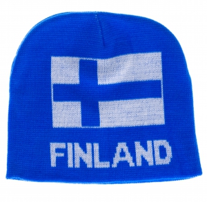Suomi Pipo Mütze Blau "Finland"