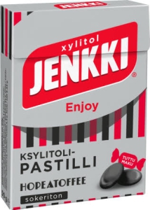 Jenkki Enjoy Hopeatoffee Xylitol-Kaugummi-Pastillen, 50 g