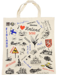 Einkaufstasche mit Finnland-Motiven aus Baumwolle
